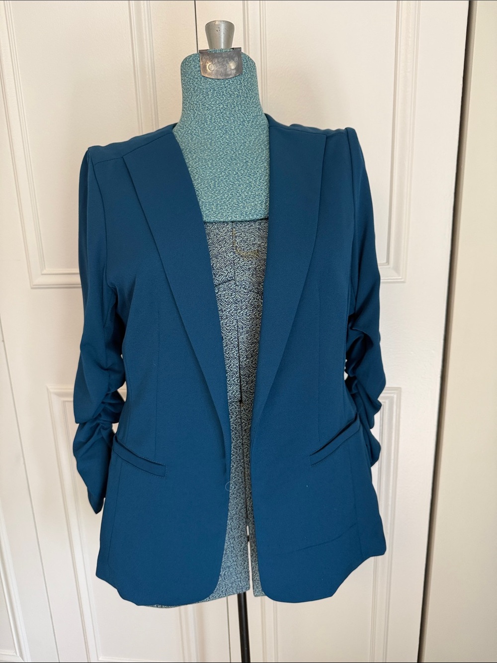 Skies Are Blue Deep Teal Open-Front Blazer